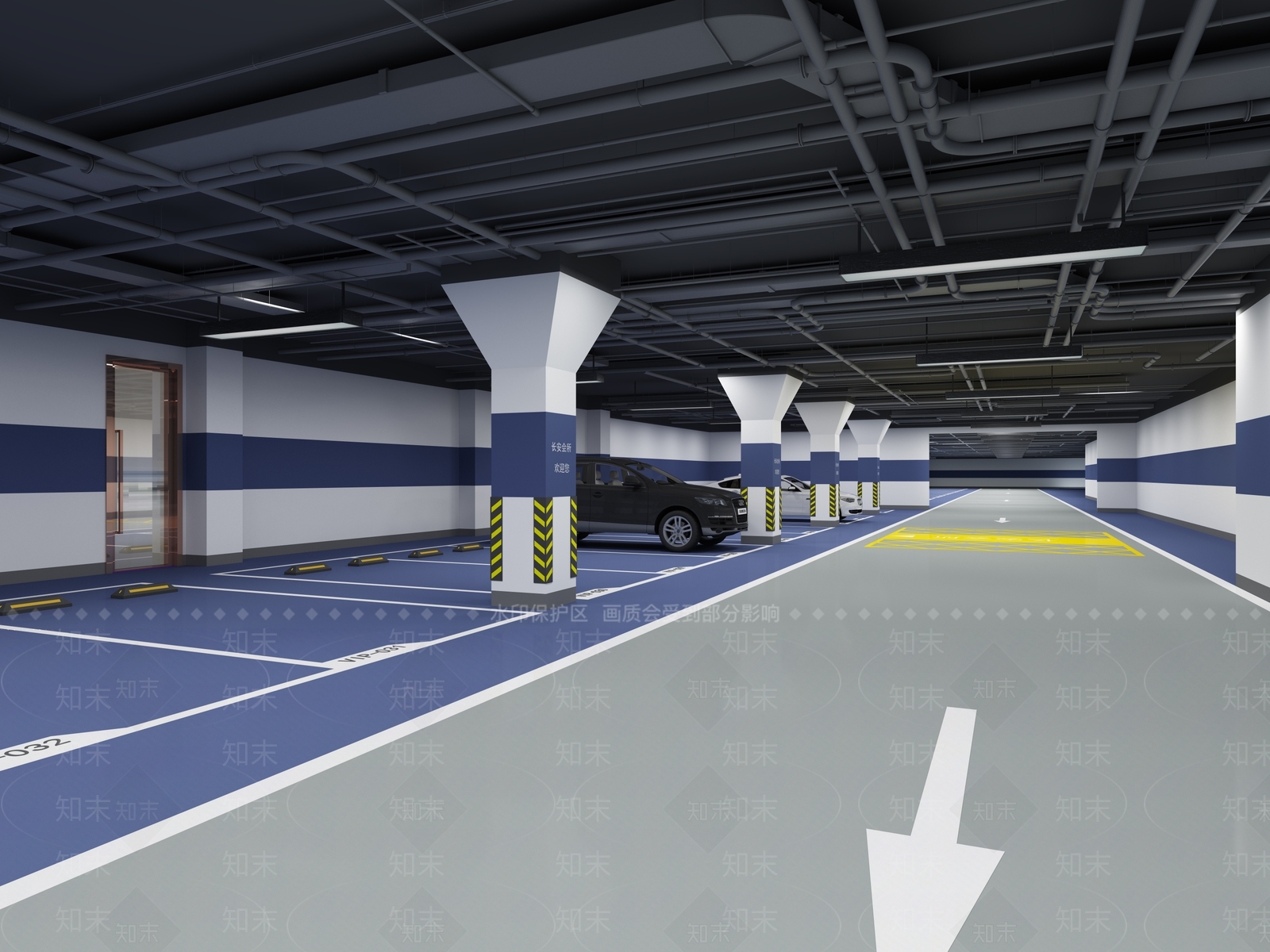 现代室内停车场3D模型下载【ID:578573948】