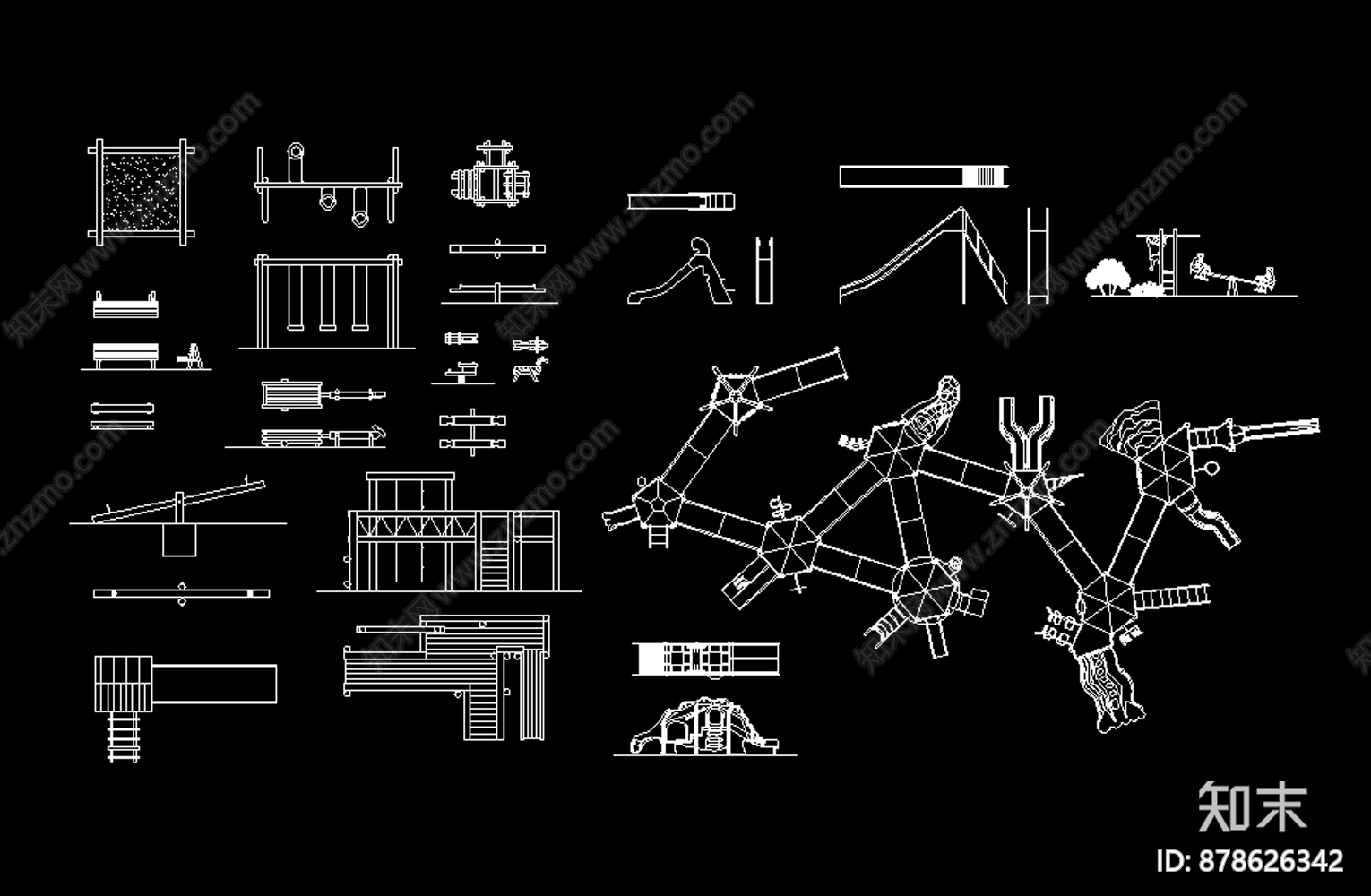 儿童游乐设施cad施工图下载【ID:878626342】