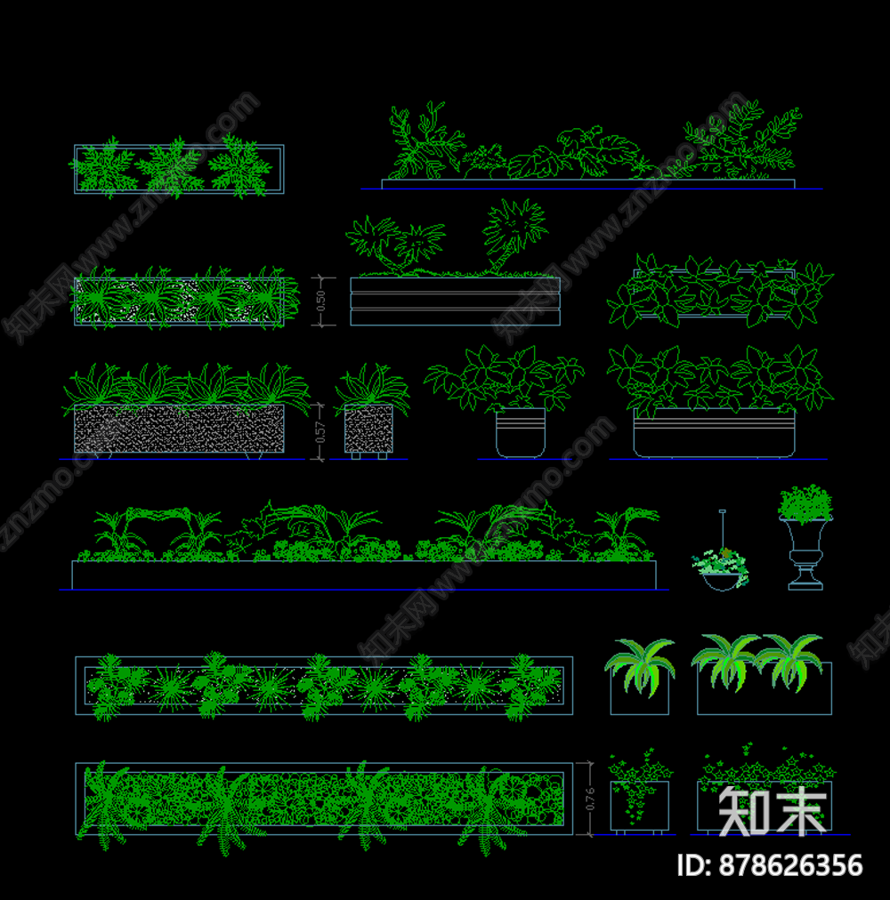 景观绿化图块施工图下载【ID:878626356】