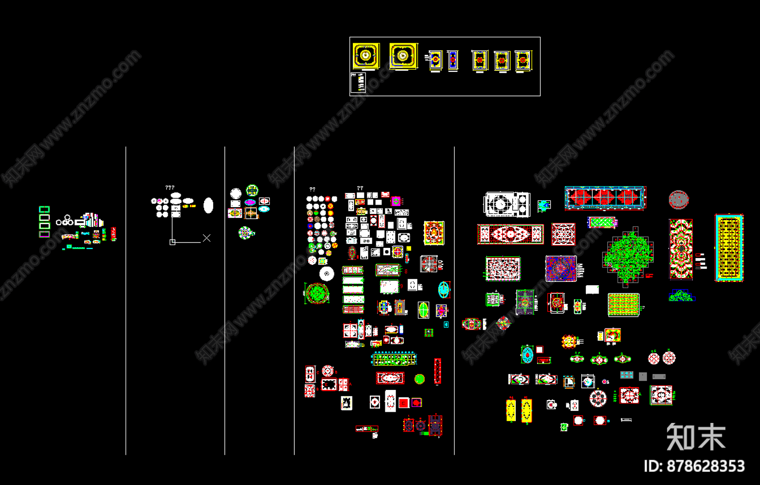 拼花图集cad施工图下载【ID:878628353】