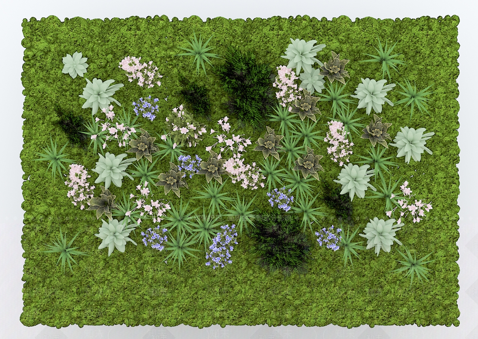 现代绿植墙3D模型下载【ID:378642525】