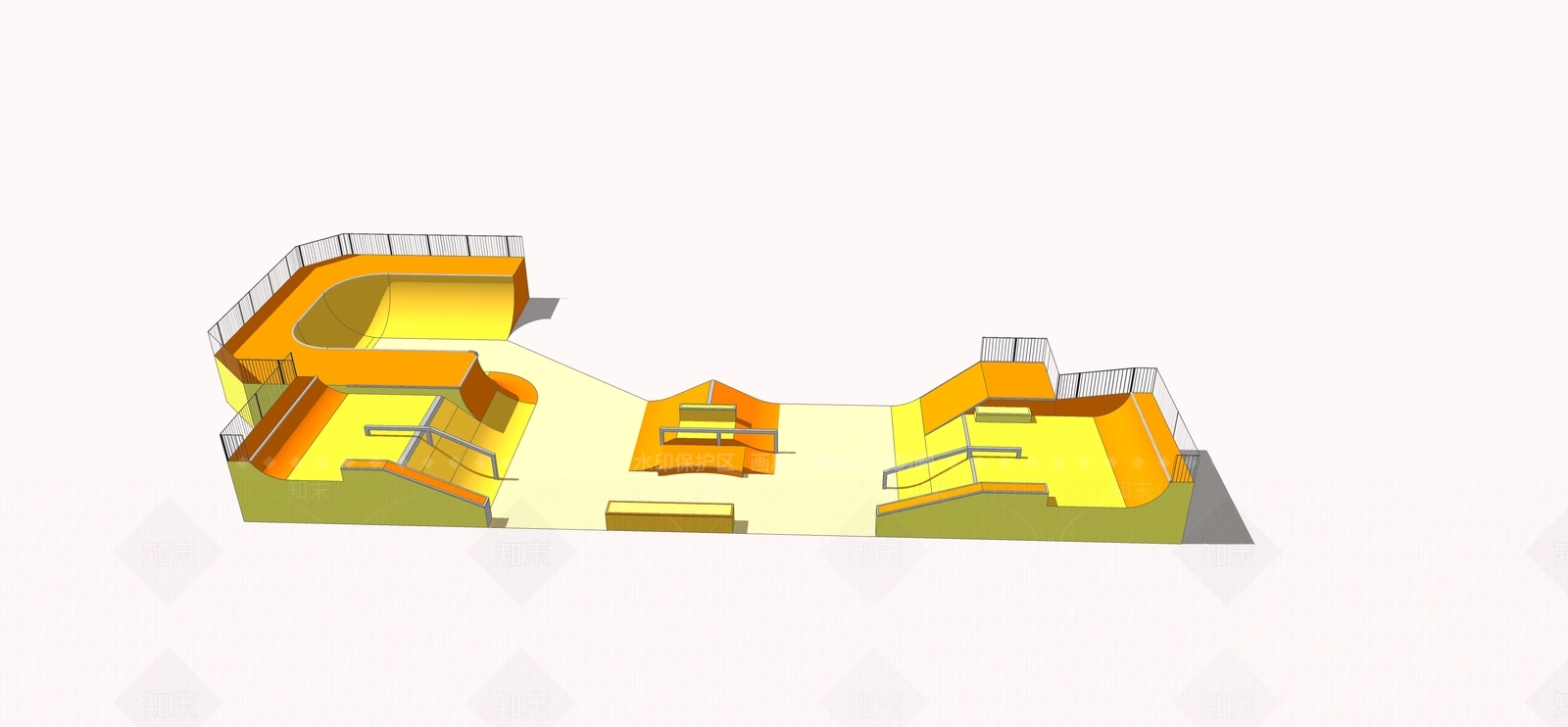 现代滑板场SU模型下载【ID:578652859】