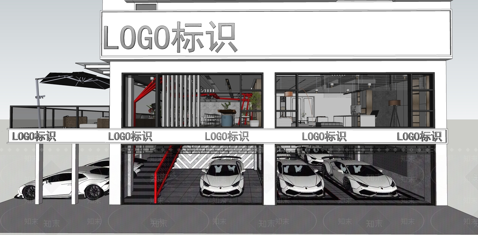 工业风汽车4S店SU模型下载【ID:478655831】