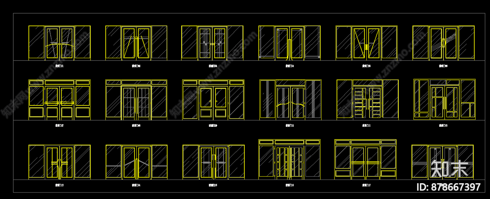 玻璃门施工图下载【ID:878667397】