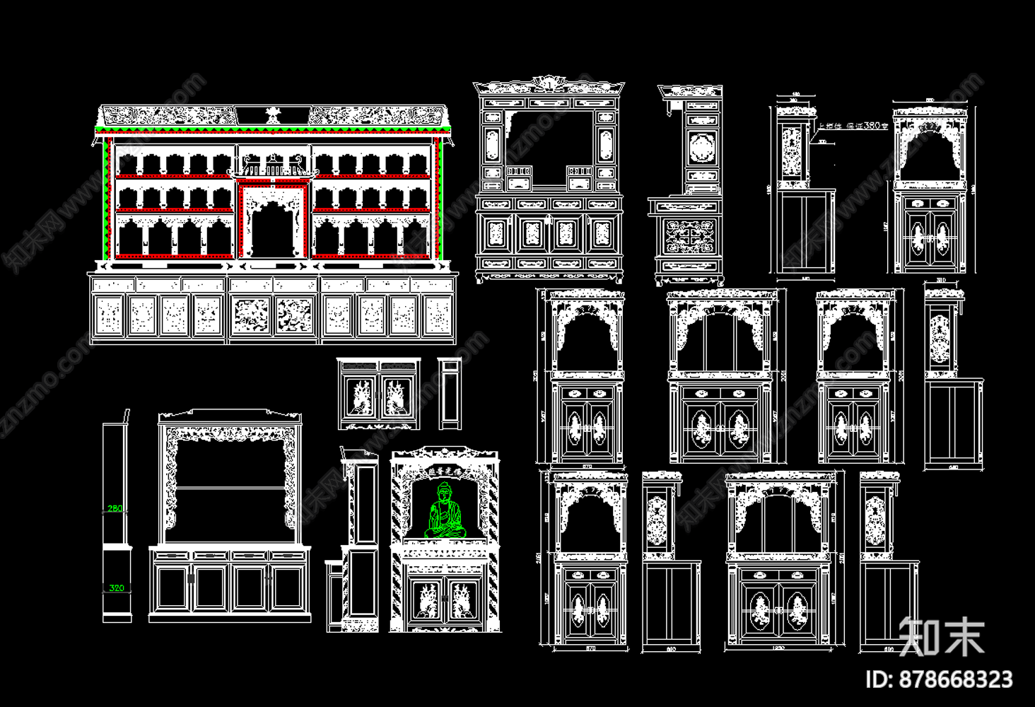 佛龛施工图下载【ID:878668323】