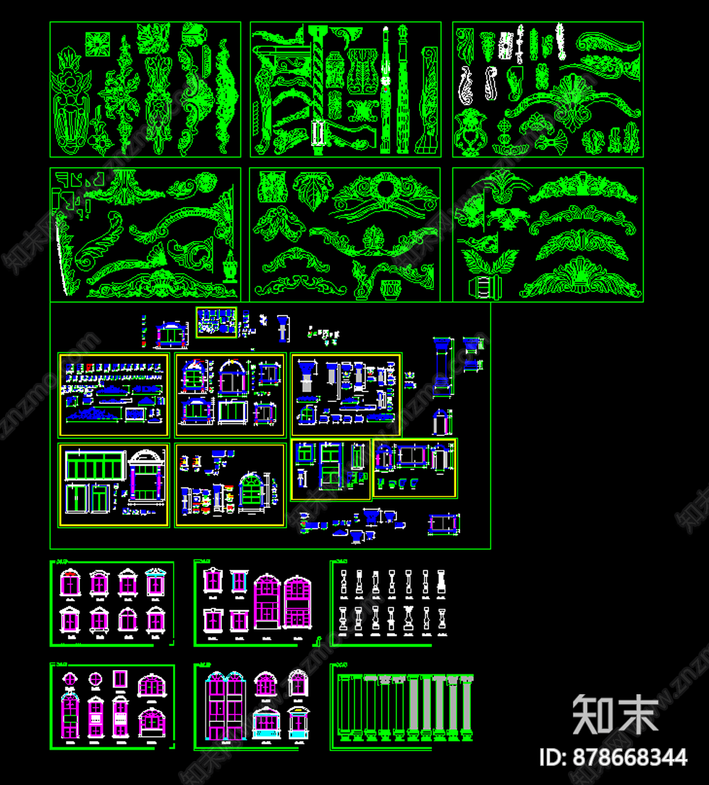 欧式雕花施工图下载【ID:878668344】