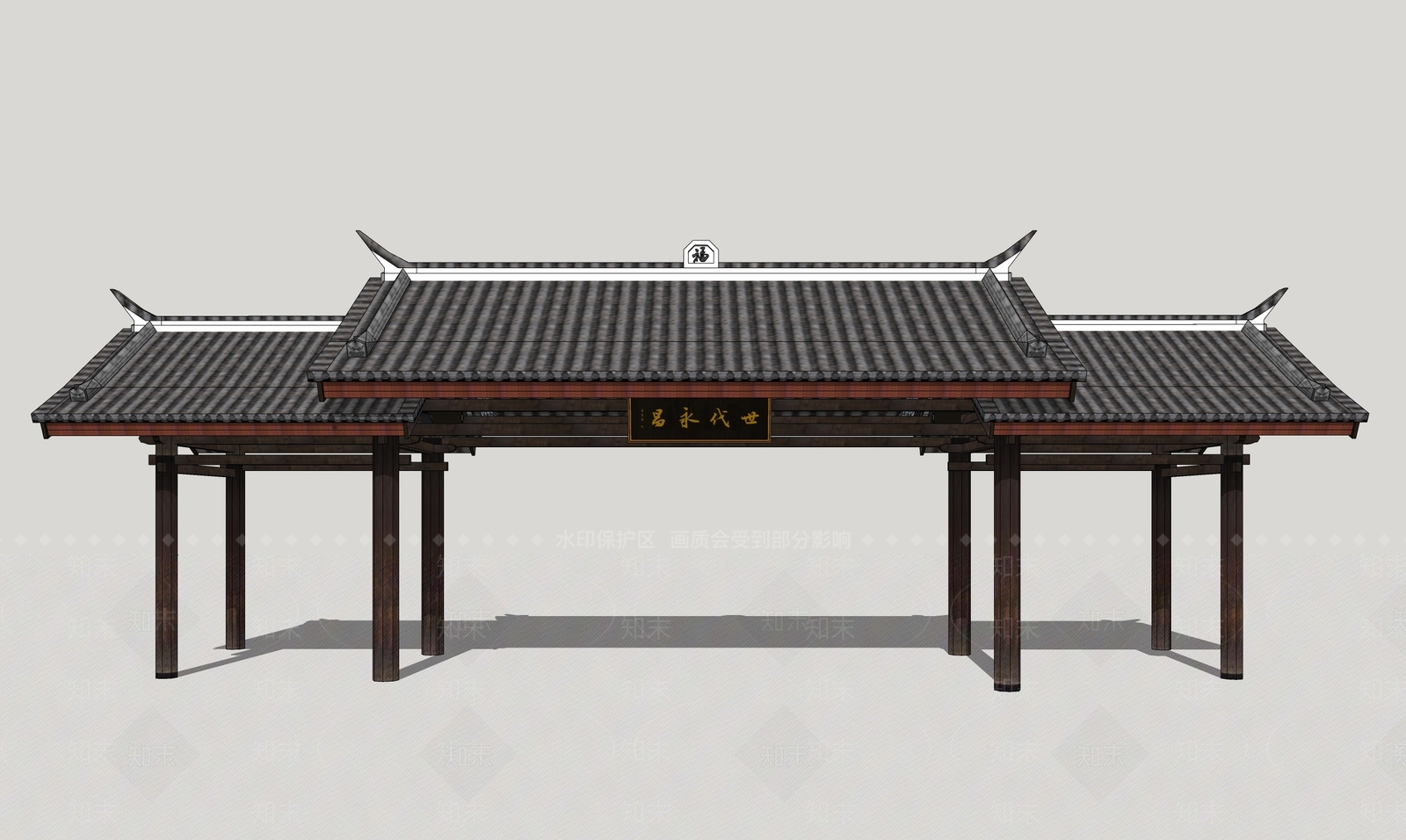 中式牌坊SU模型下载【ID:978676115】