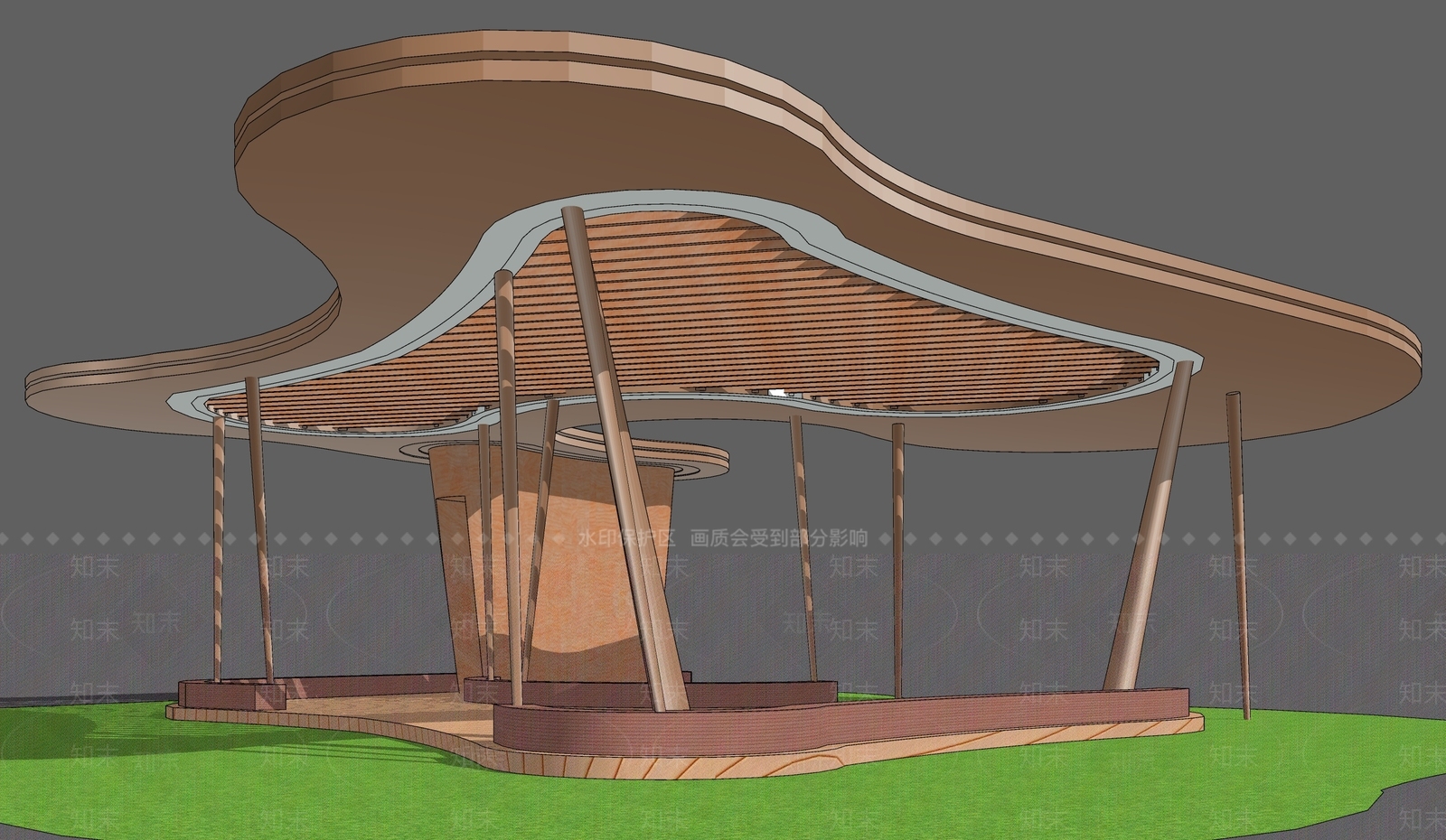 现代风格异形亭子SU模型下载【ID:478678886】