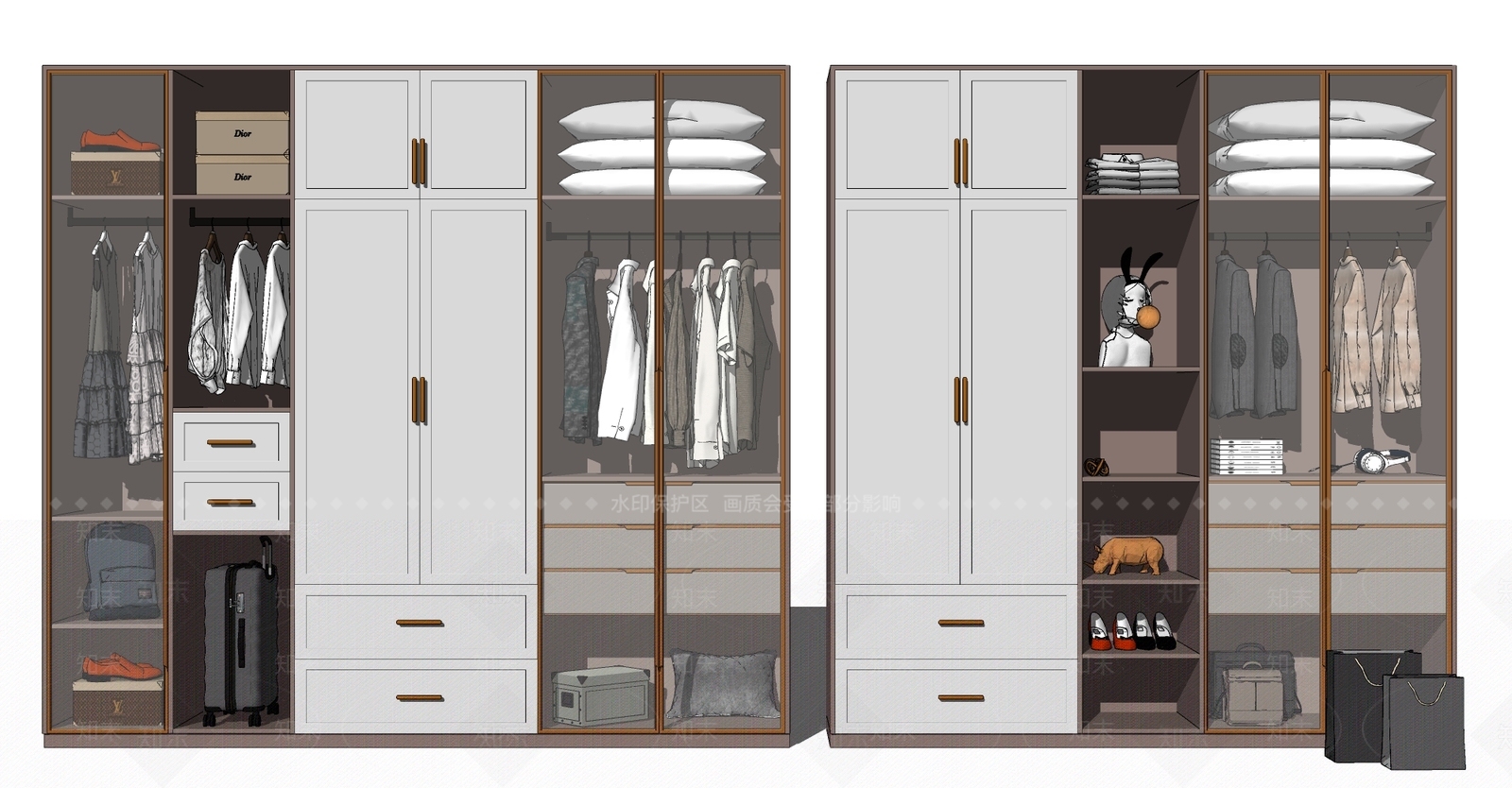 现代风格衣柜SU模型下载【ID:378679007】