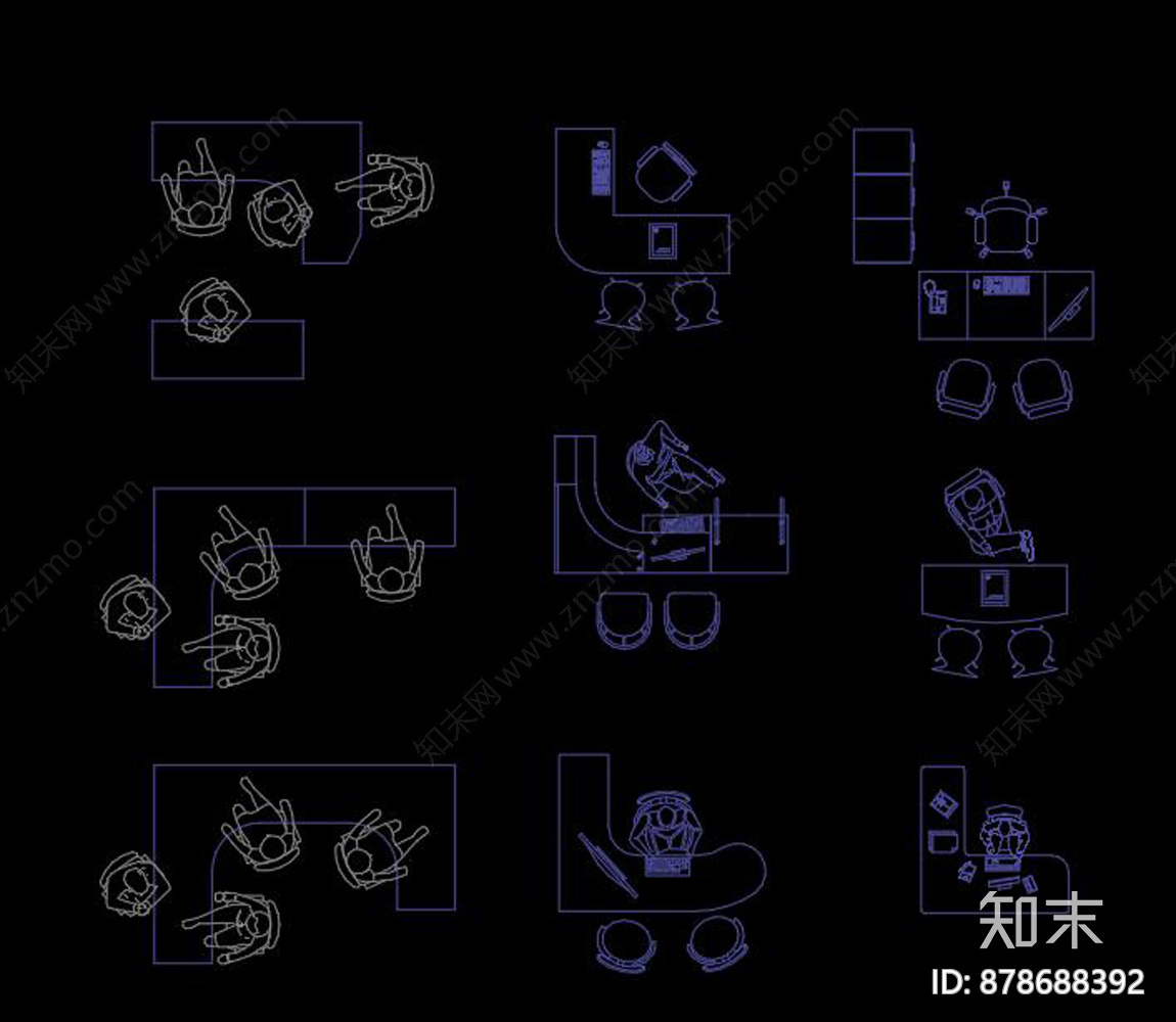 办公室家具CAD合集施工图下载【ID:878688392】