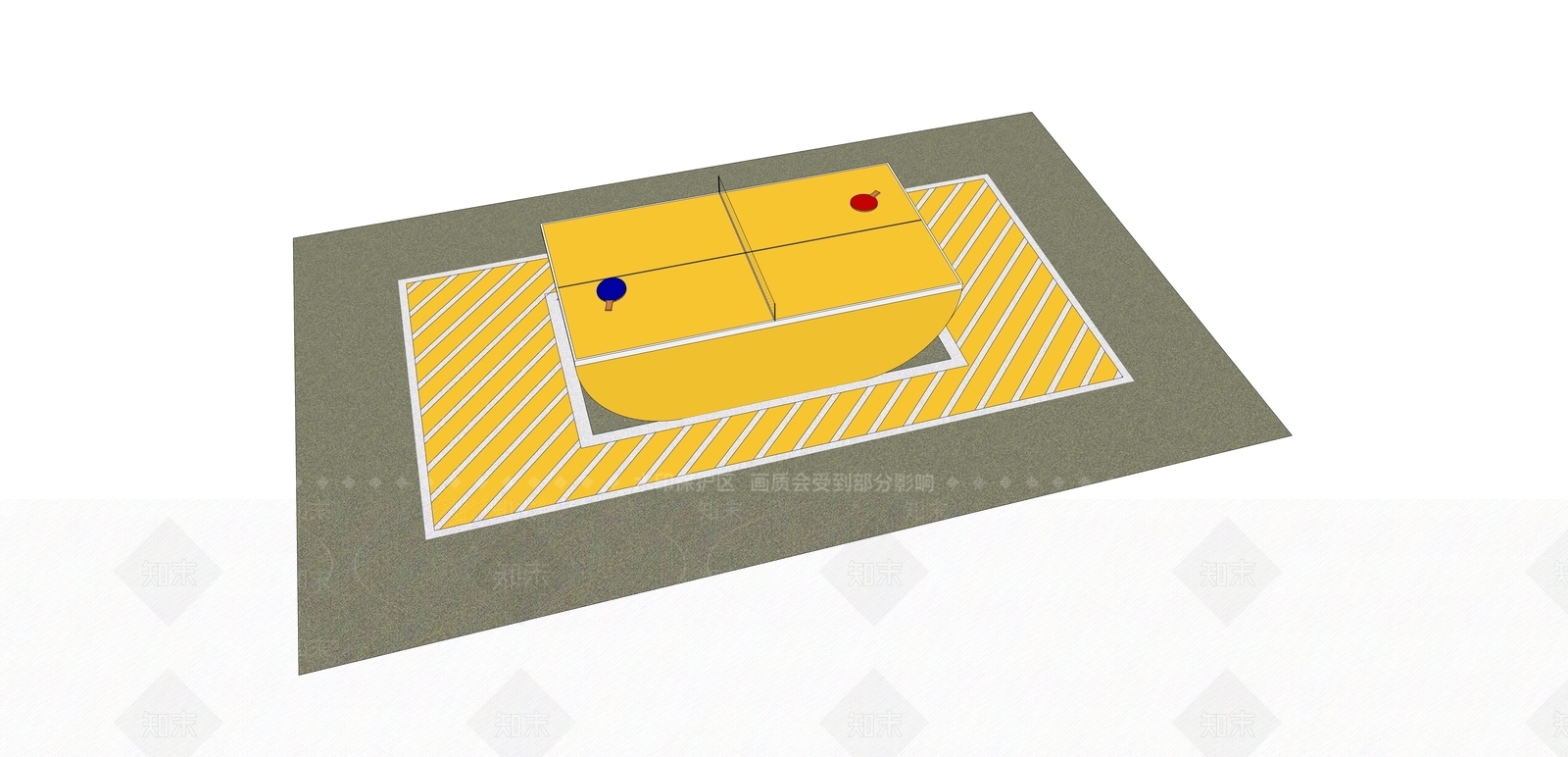 现代乒乓球场地SU模型下载【ID:578698440】