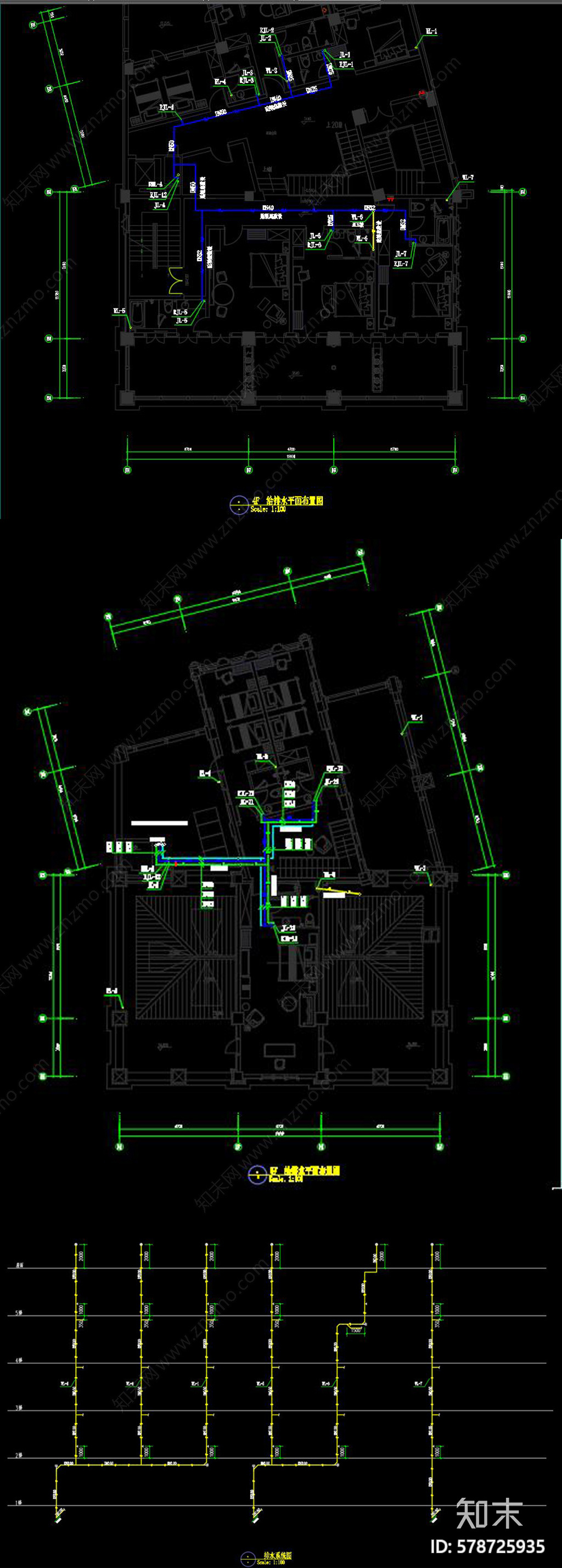 某酒店电气给排水CAD图纸施工图下载【ID:578725935】