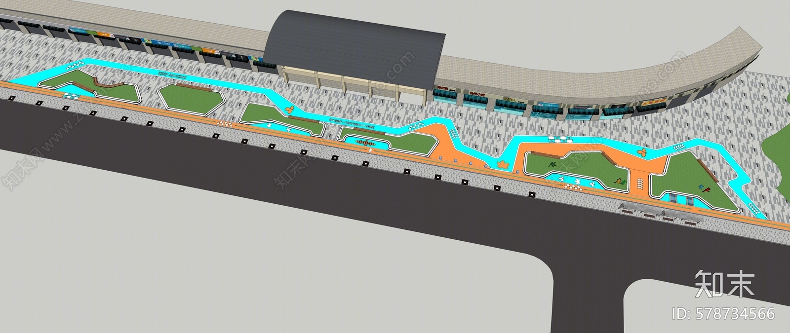 现代风格商业景观SU模型下载【ID:578734566】