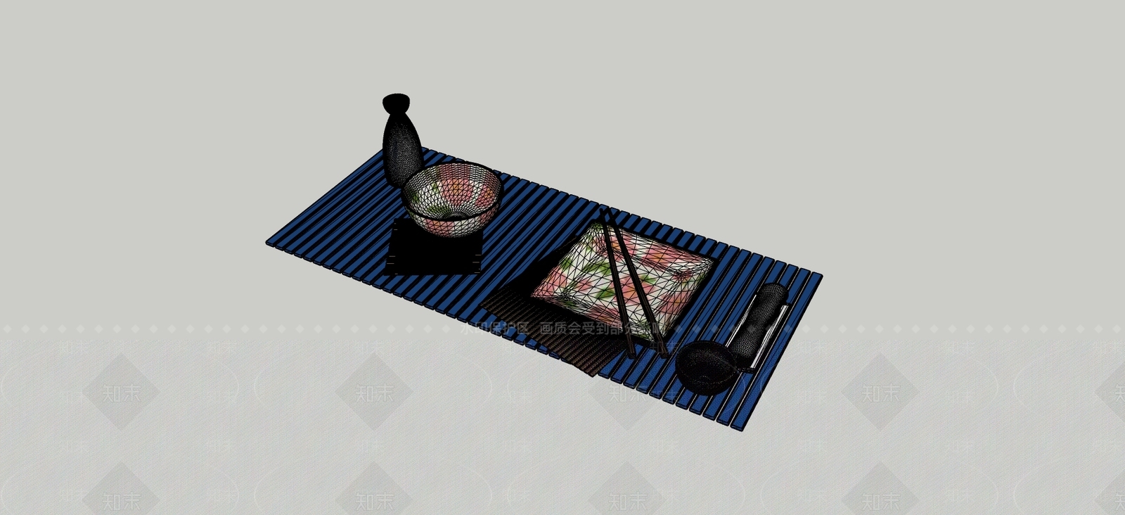 日式风格餐具SU模型下载【ID:778734158】