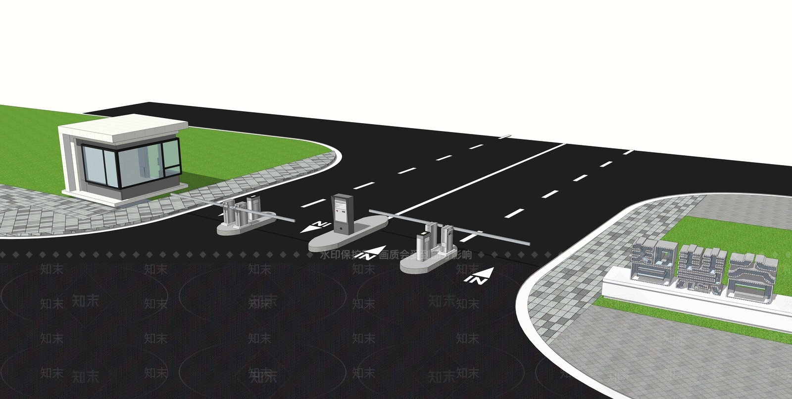 现代门禁SU模型草图