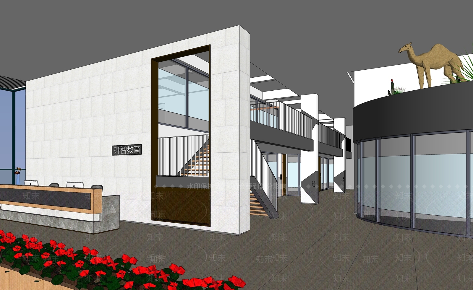 现代风格学校SU模型下载【ID:578738360】