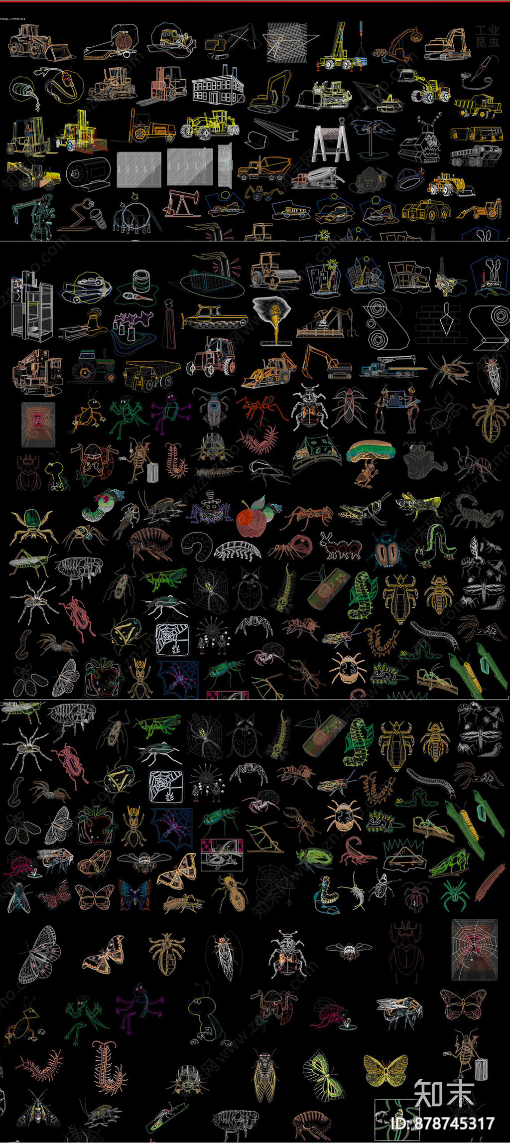 昆虫CAD图案施工图下载【ID:878745317】