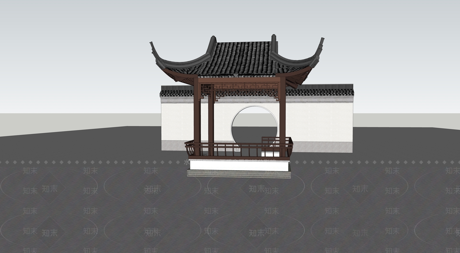 中式住宅景观SU模型下载【ID:578756408】