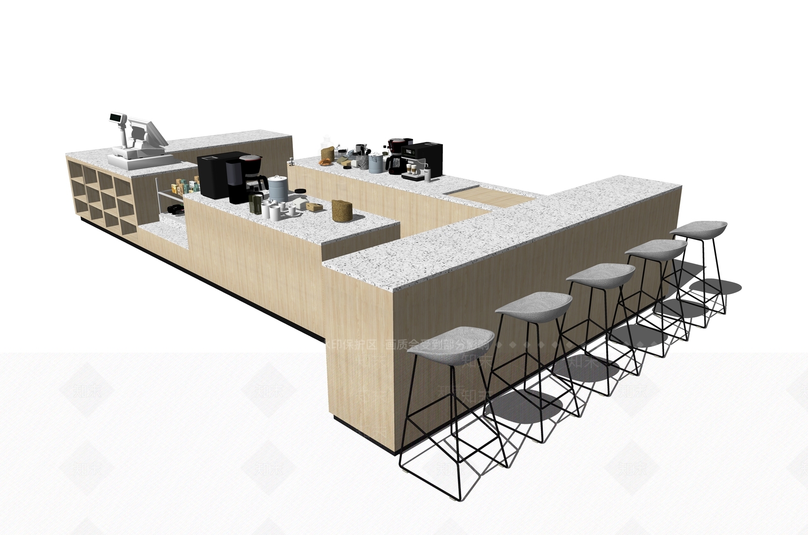现代风格吧台吧椅SU模型下载【ID:978762329】