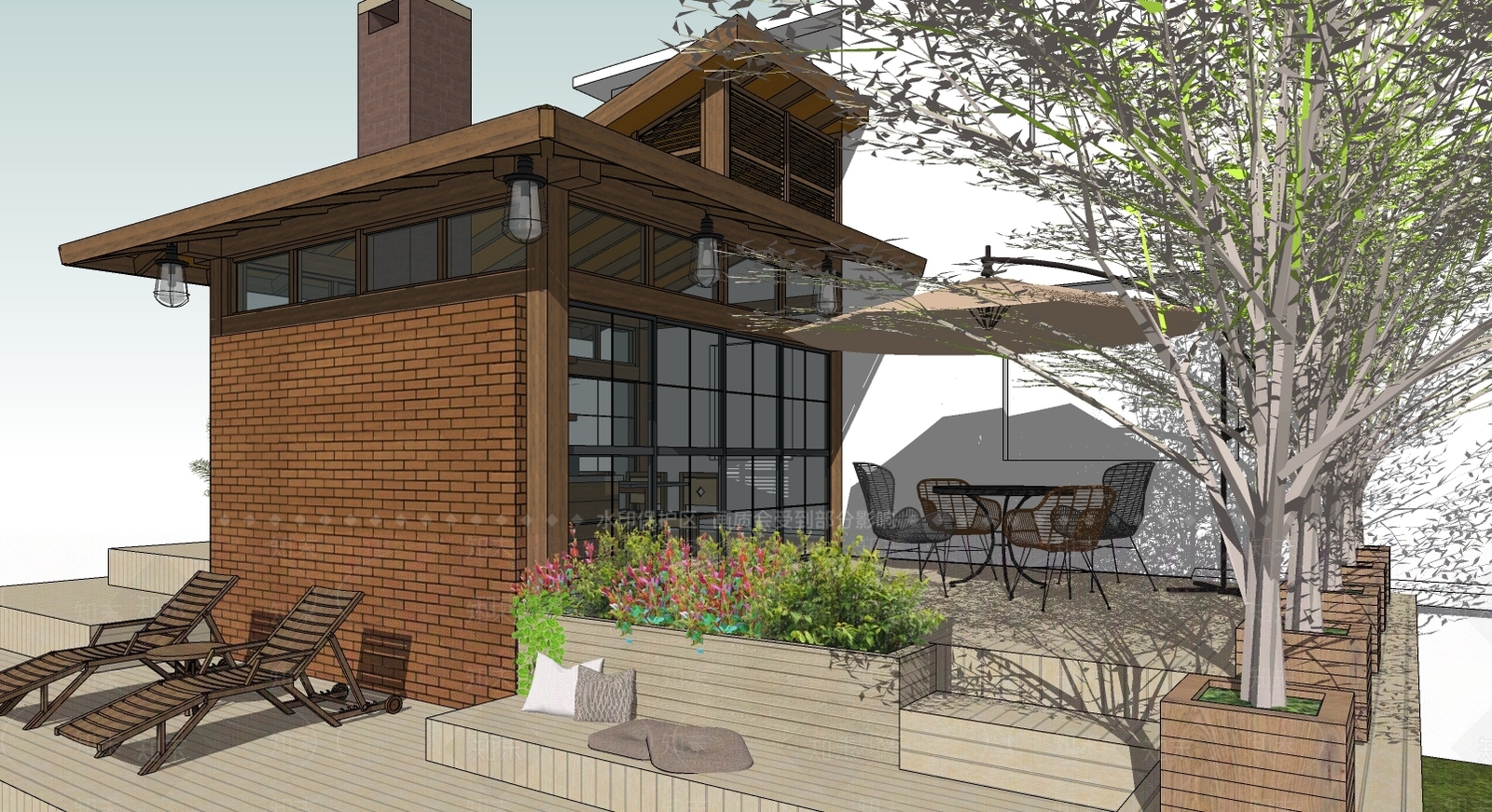 现代风格住宅景观SU模型下载【ID:578763471】