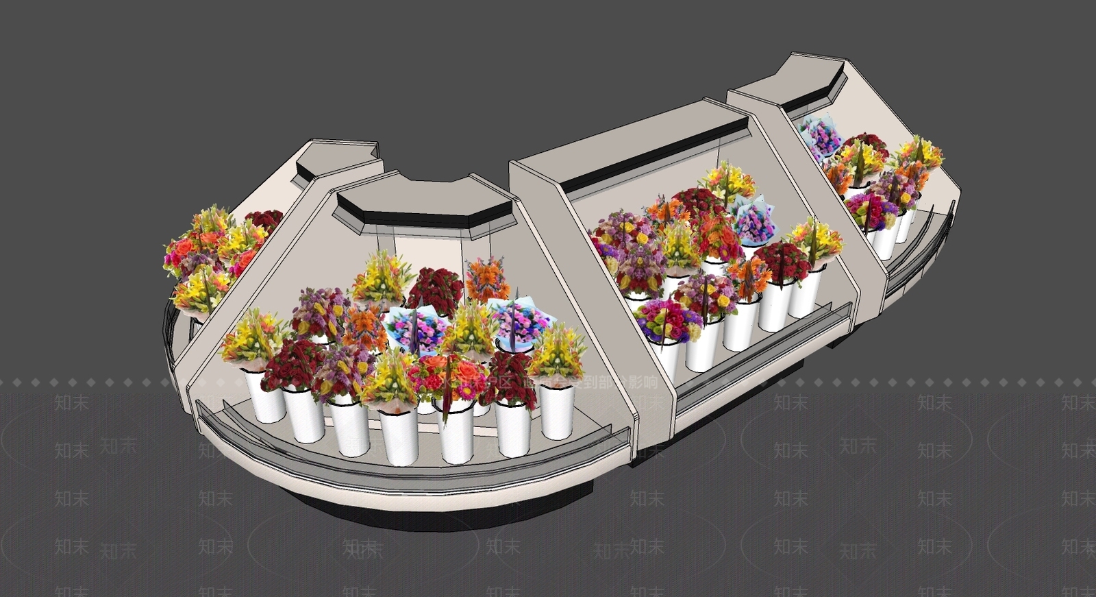 现代鲜花展柜SU模型下载【ID:378764319】