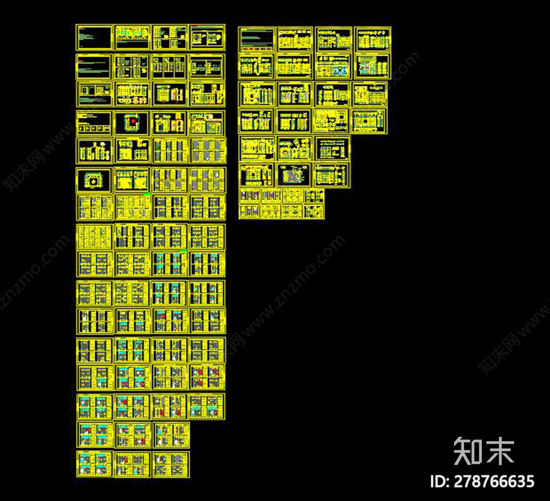 室内全屋定制实木柜体CAD图库施工图下载【ID:278766635】