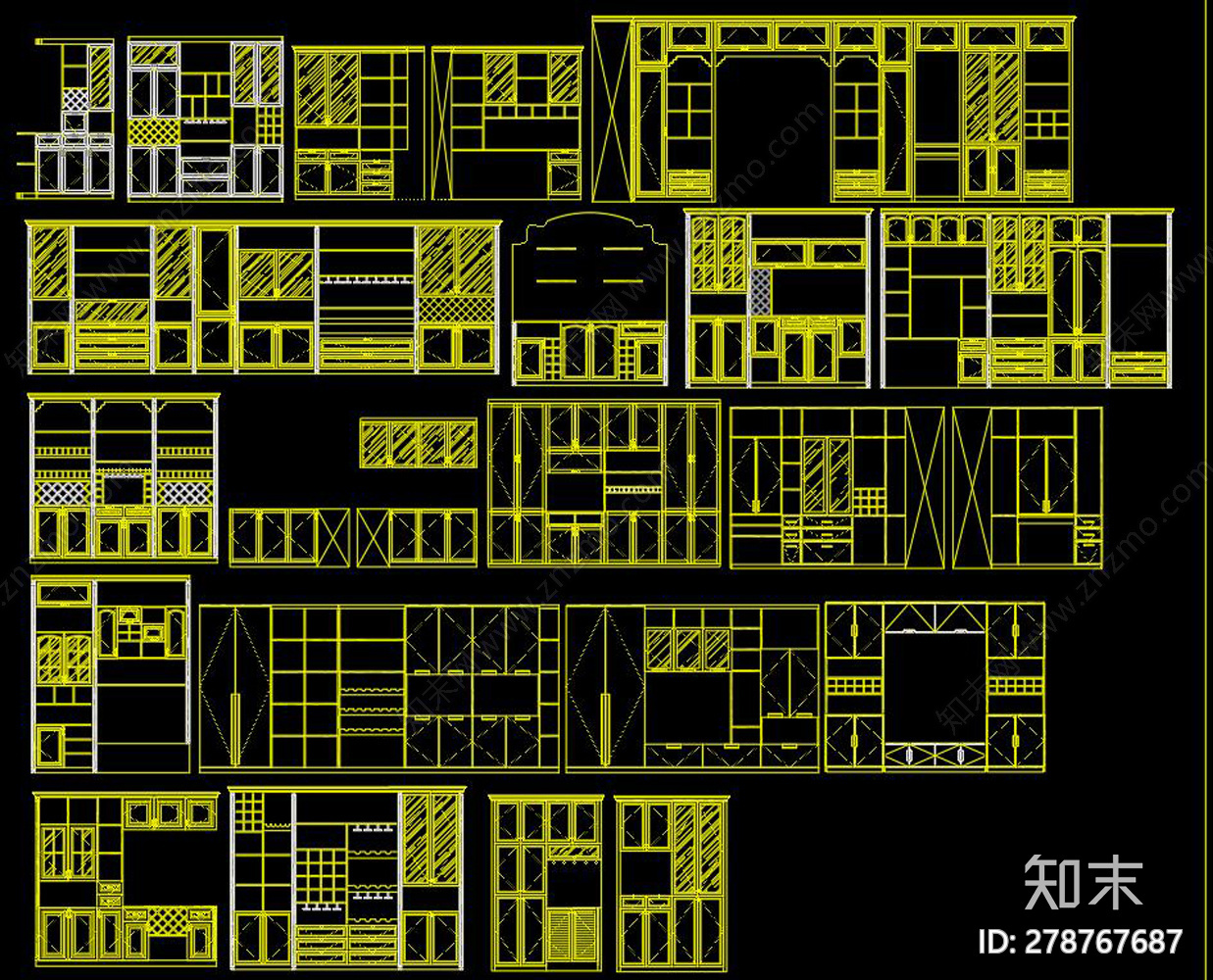 时尚北欧全屋家具CAD图纸cad施工图下载【ID:278767687】