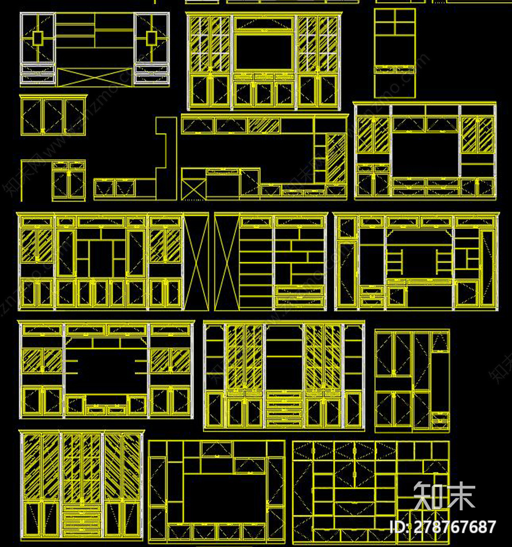 时尚北欧全屋家具CAD图纸cad施工图下载【ID:278767687】