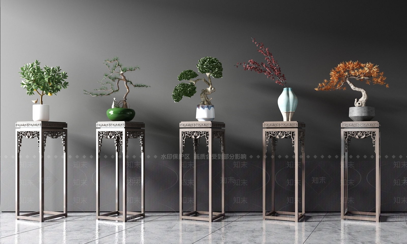 新中式盆栽3D模型下载【ID:378772814】