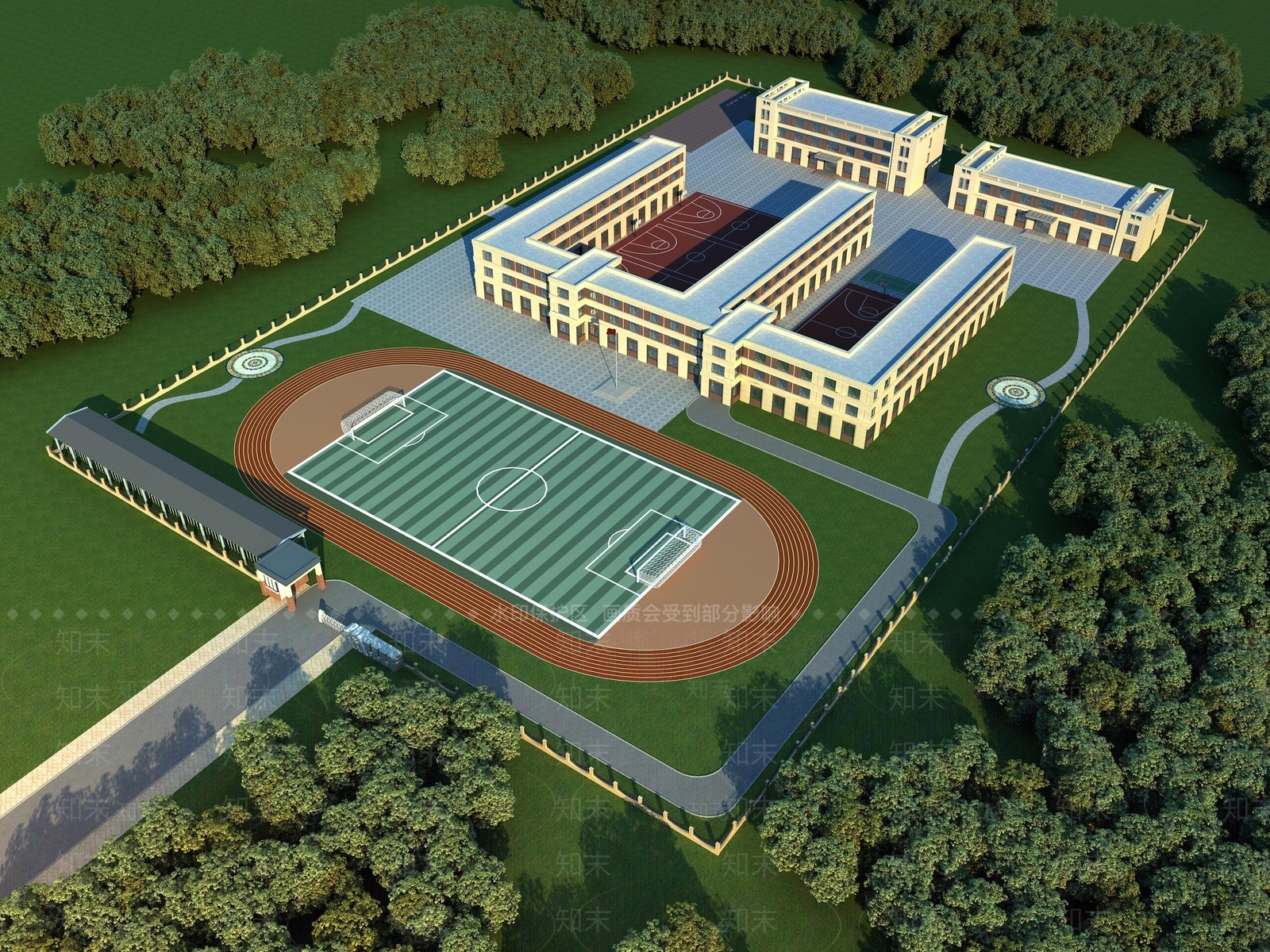 现代学校外观3D模型下载【ID:178785016】_知末3d模型网