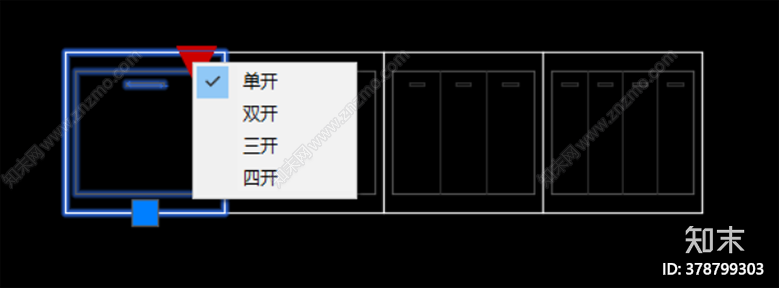 CAD开关插座平立面面板动态图库施工图下载【ID:378799303】