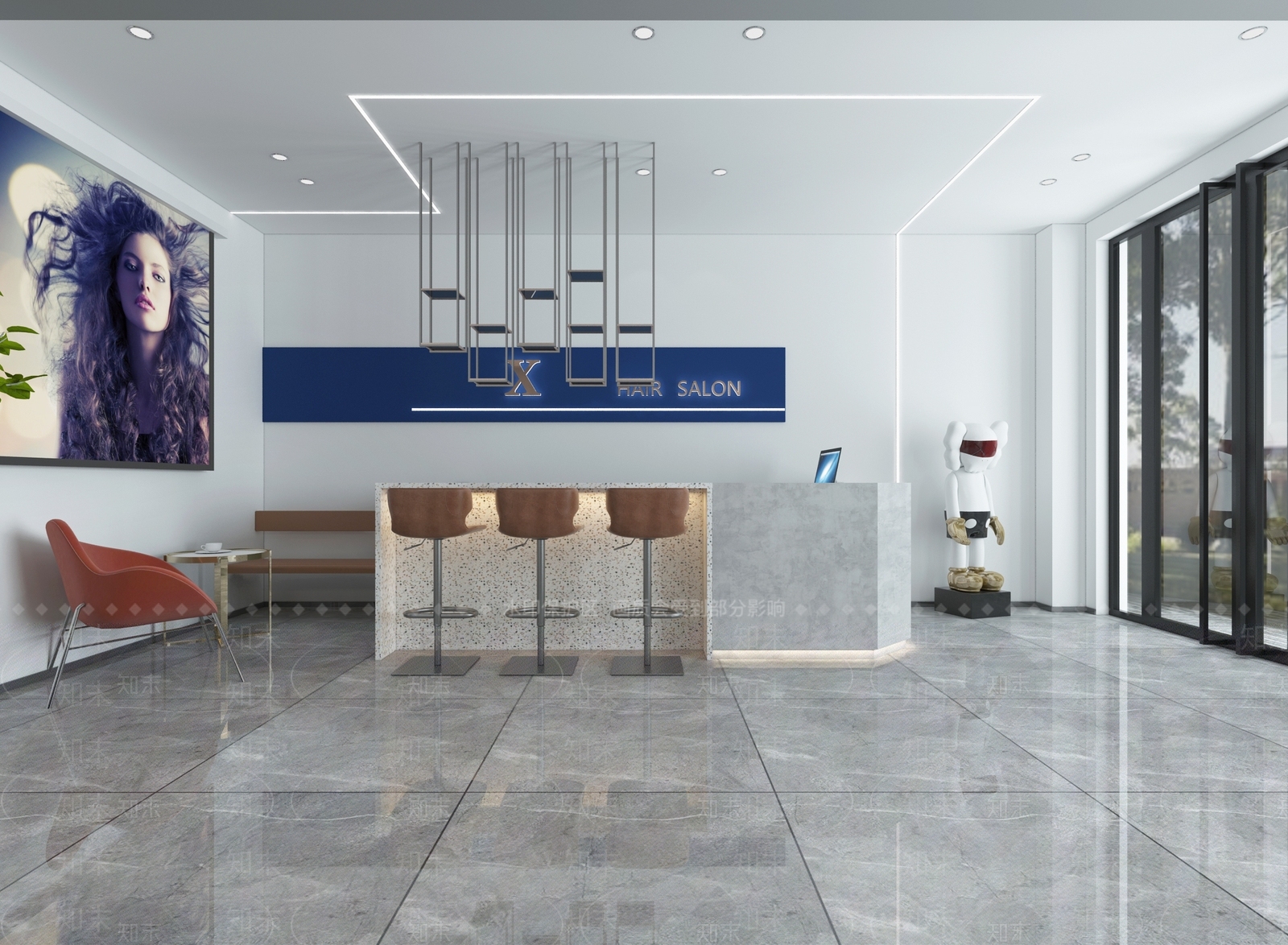 现代美发店3D模型下载【ID:978804585】