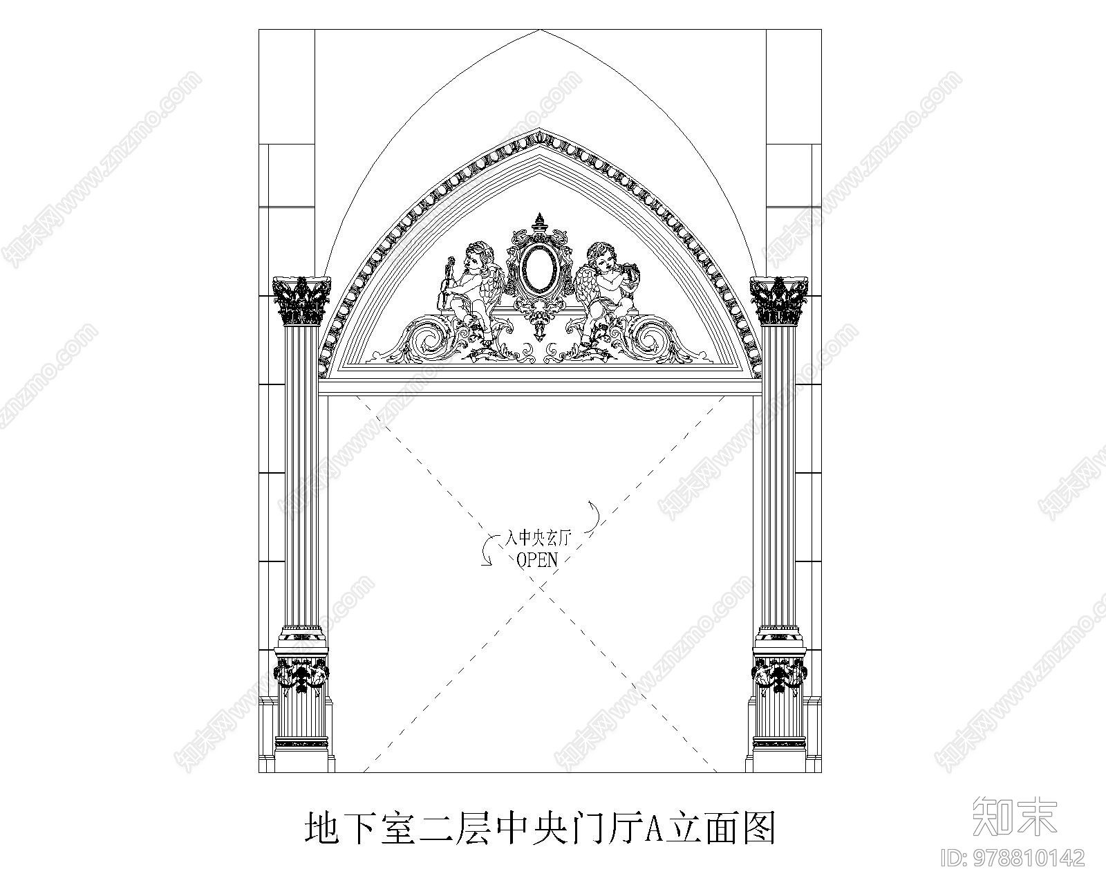 法式墙面造型施工图下载【ID:978810142】