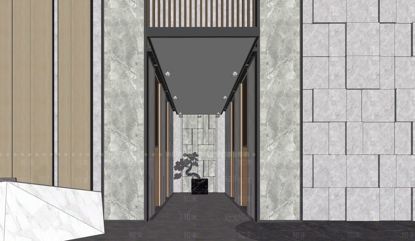现代公司大堂SU模型下载【ID:378822210】