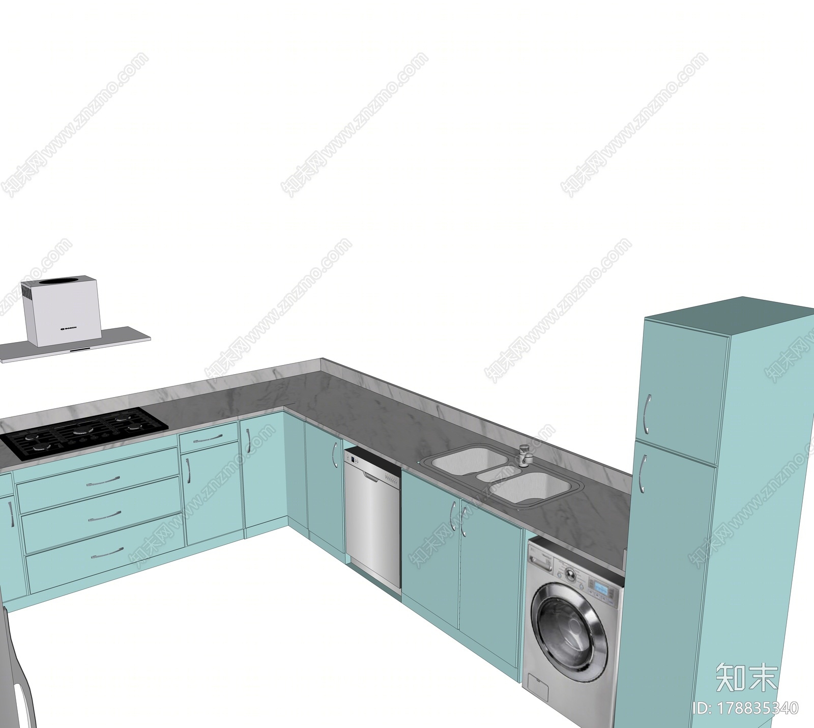 现代厨房用品组合SU模型下载【ID:178835340】