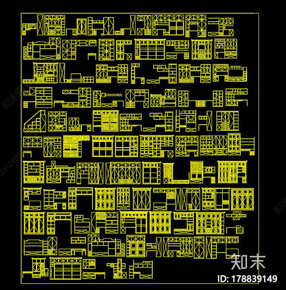 全套儿童房家具全屋定制CAD图库施工图下载【ID:178839149】