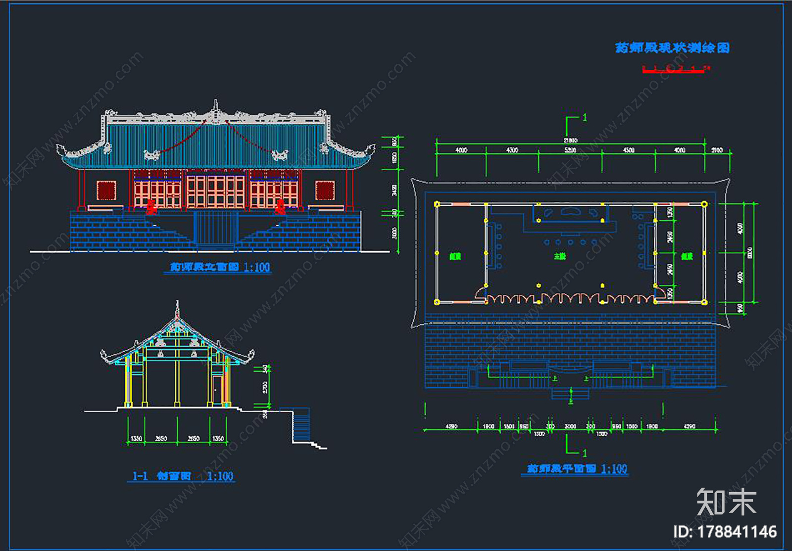 仿古建筑三施工图下载【ID:178841146】