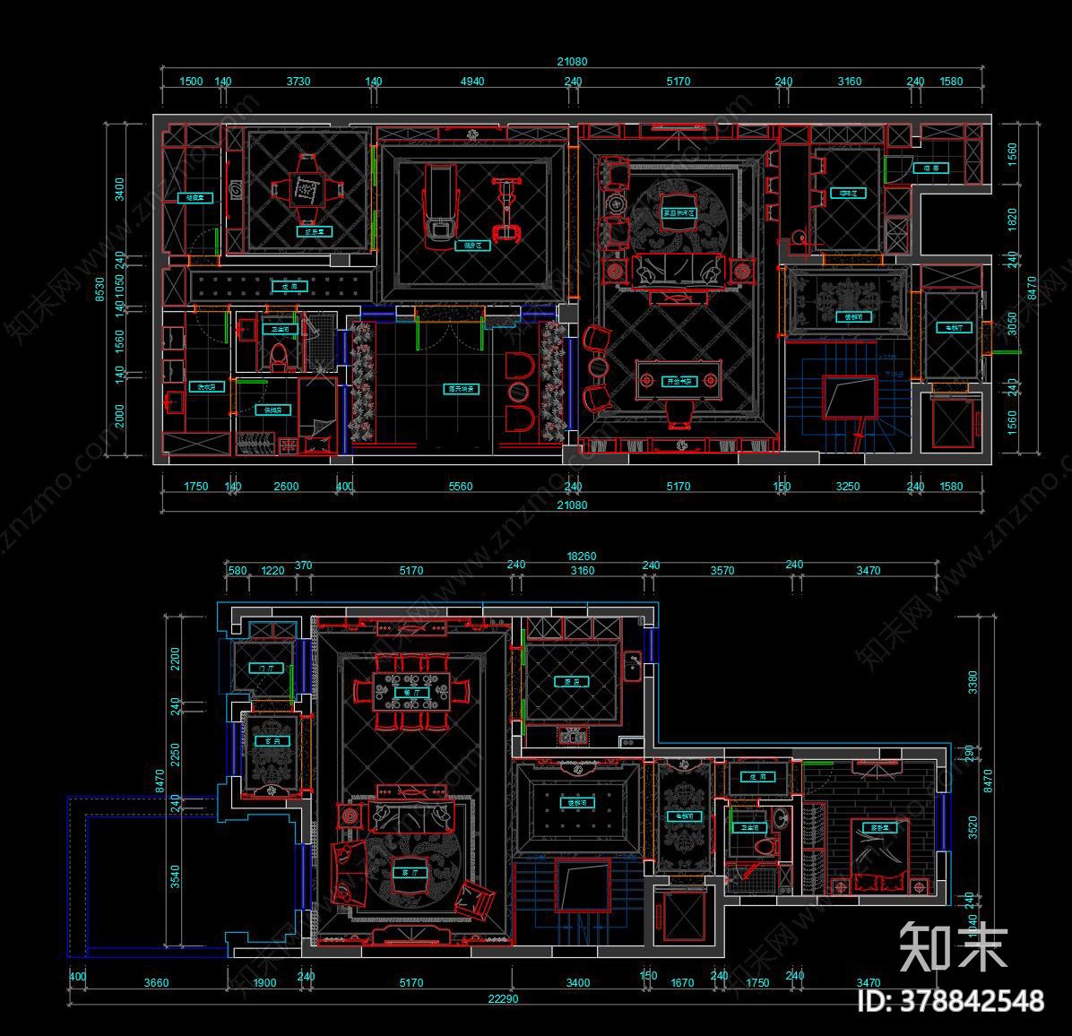 欧式家装常用CAD图库施工图下载【ID:378842548】