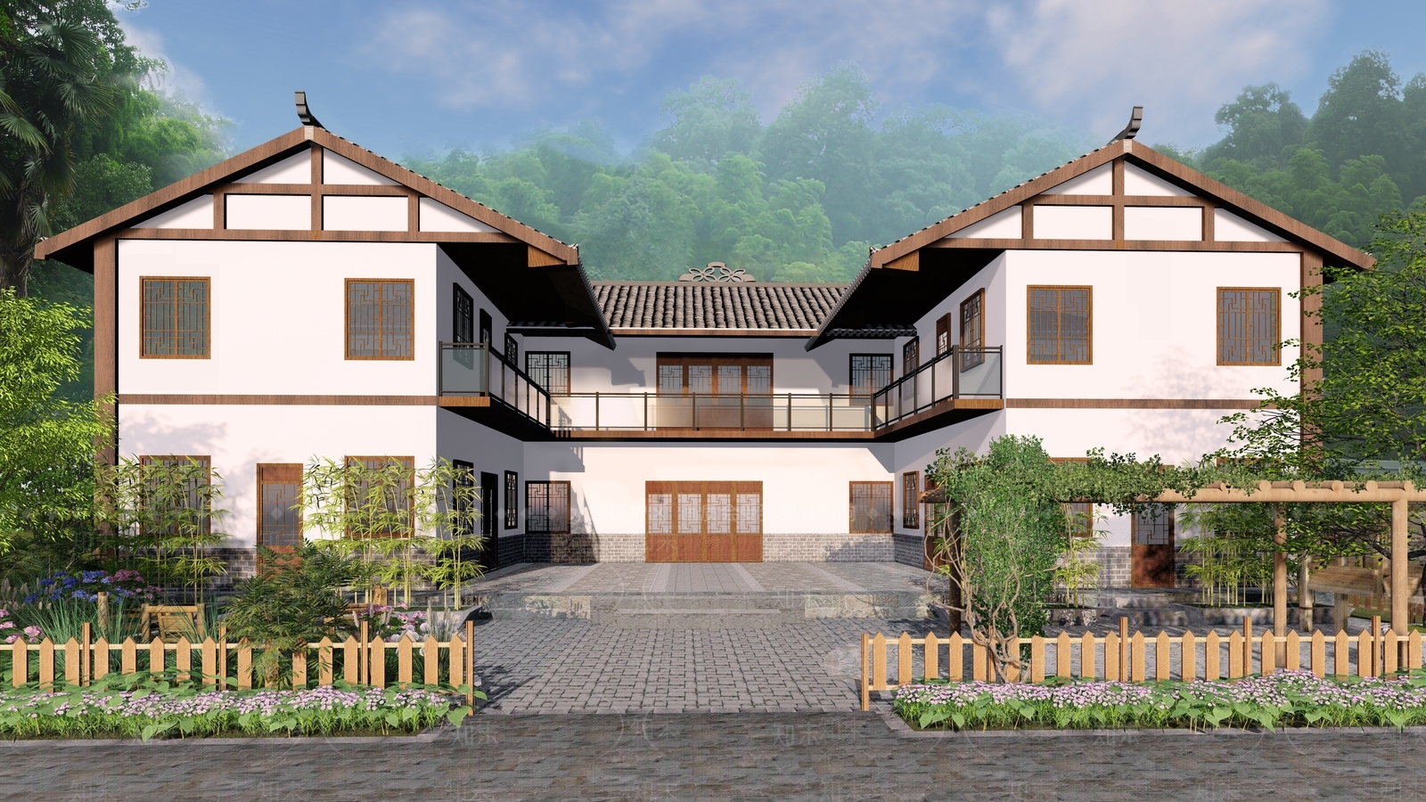 中式民宿SU模型下载【ID:978842039】