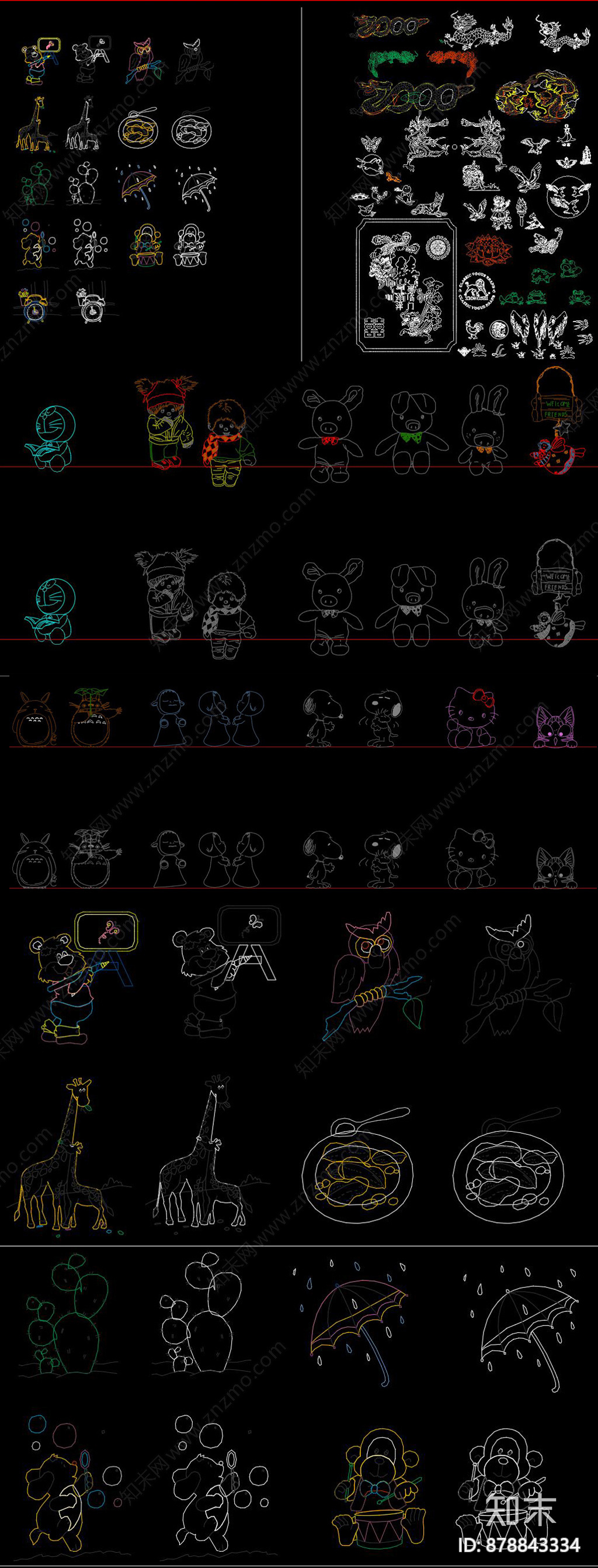 玩具动物CAD图库施工图下载【ID:878843334】