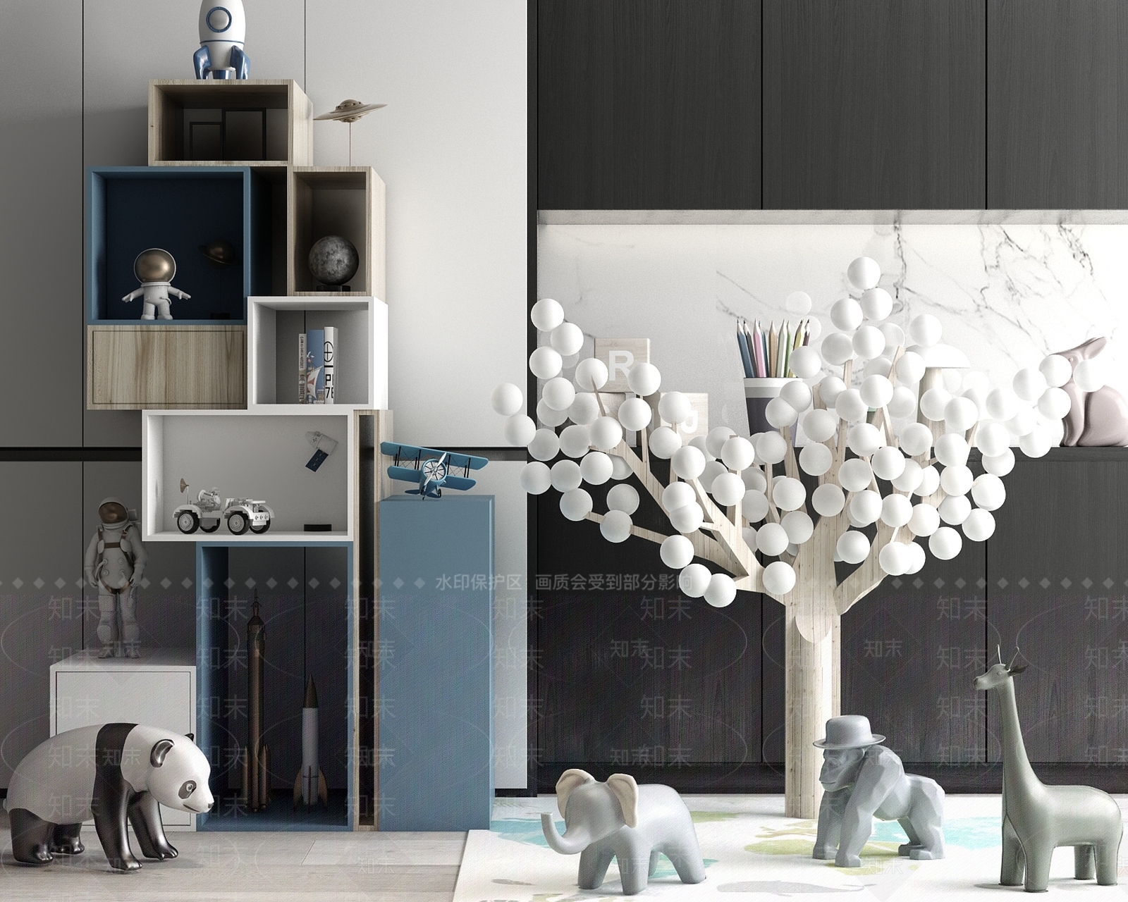 现代儿童玩具房SU模型下载【ID:478850620】