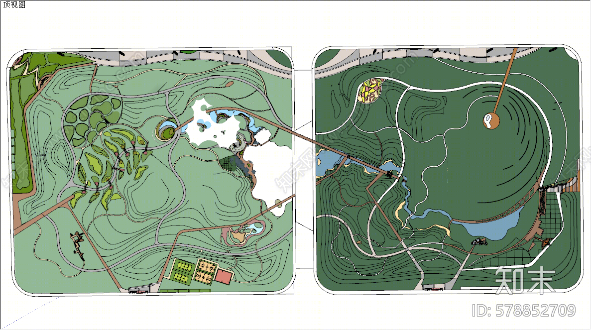 现代公园景观SU模型下载【ID:578852709】