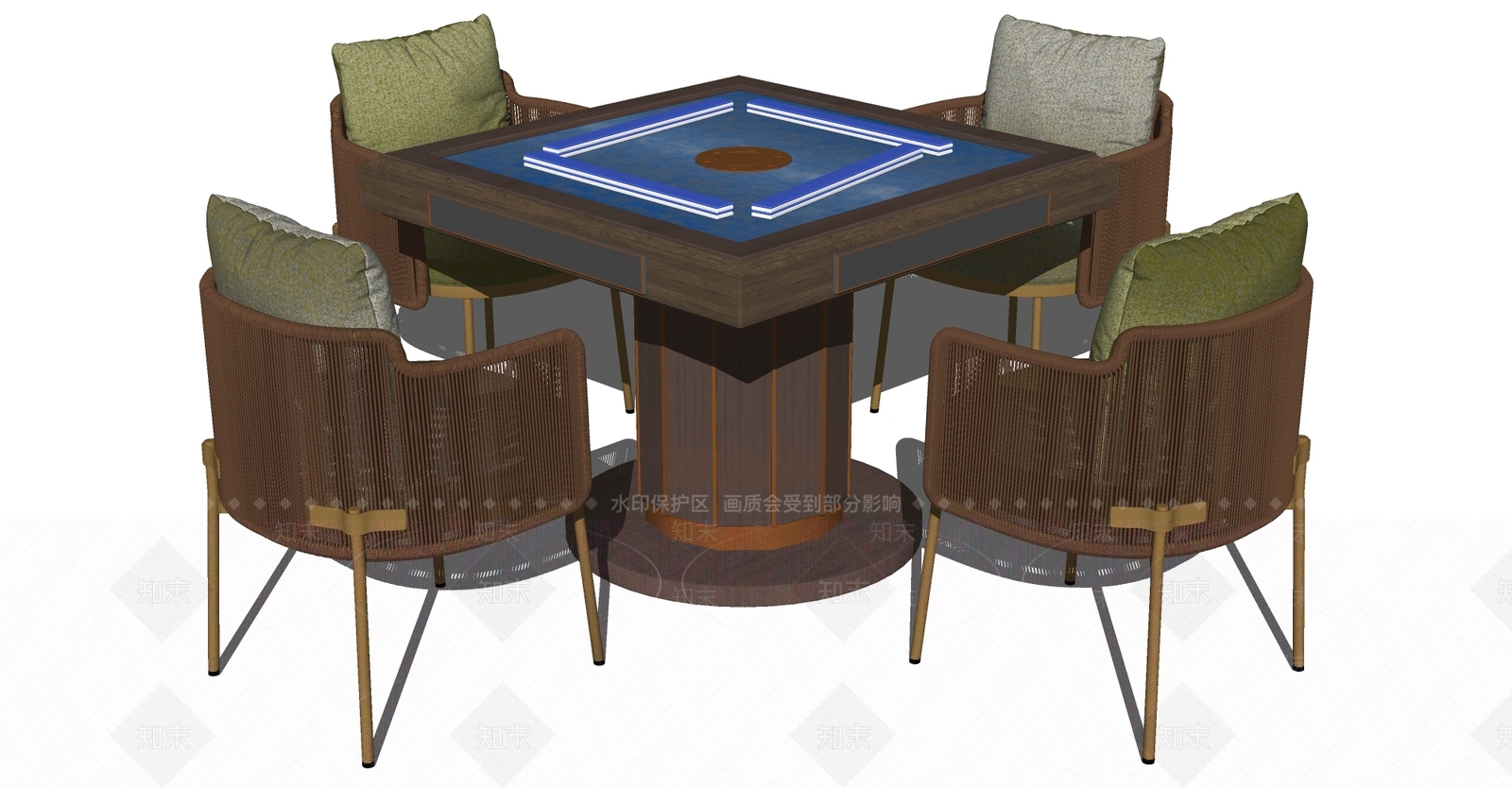 现代棋牌桌SU模型下载【ID:978855525】