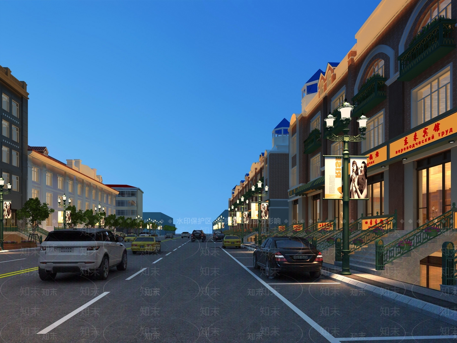 美式商业街外观3D模型下载【ID:278873944】