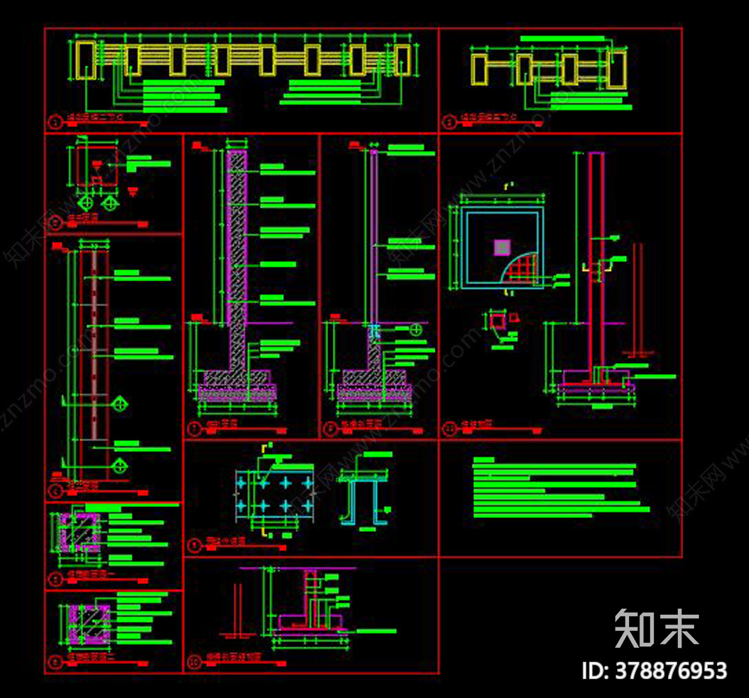新中式景墙CADcad施工图下载【ID:378876953】