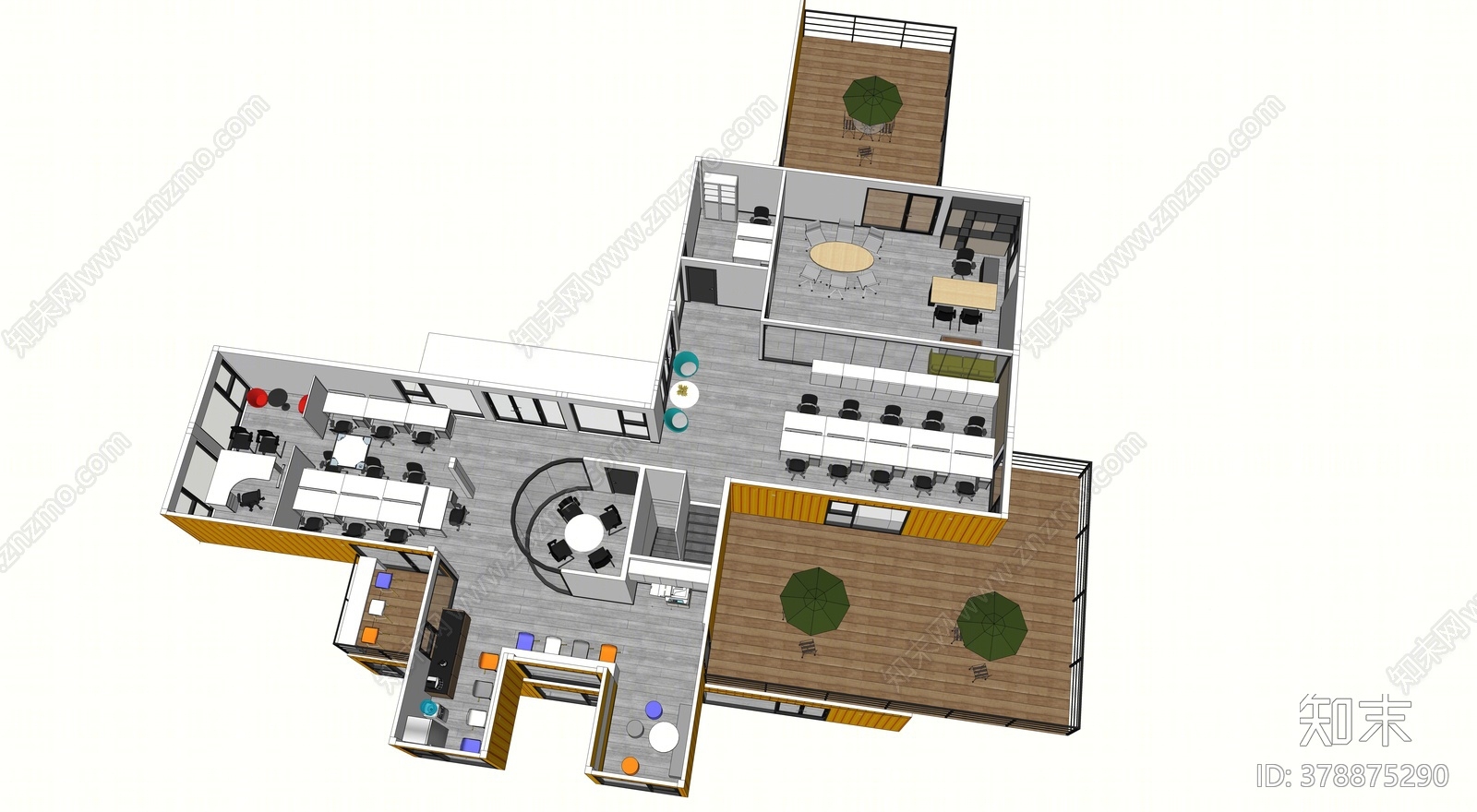 现代公共办公区SU模型下载【ID:378875290】