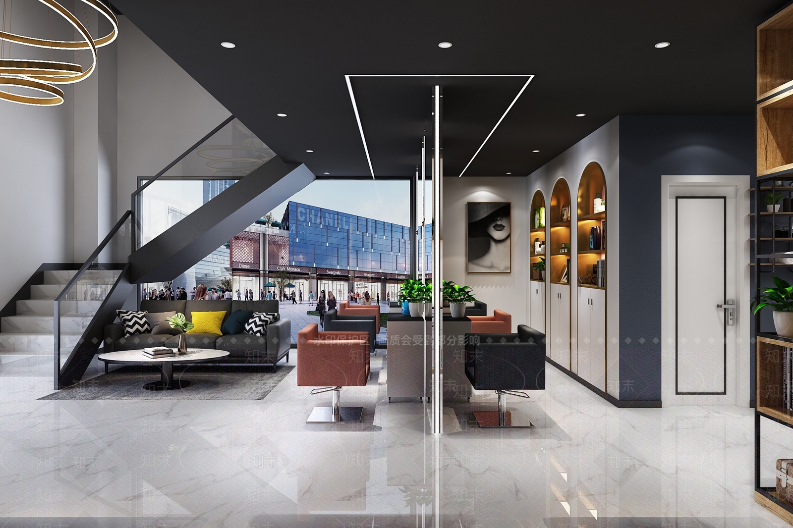 现代风格理发店3D模型下载【ID:378879407】