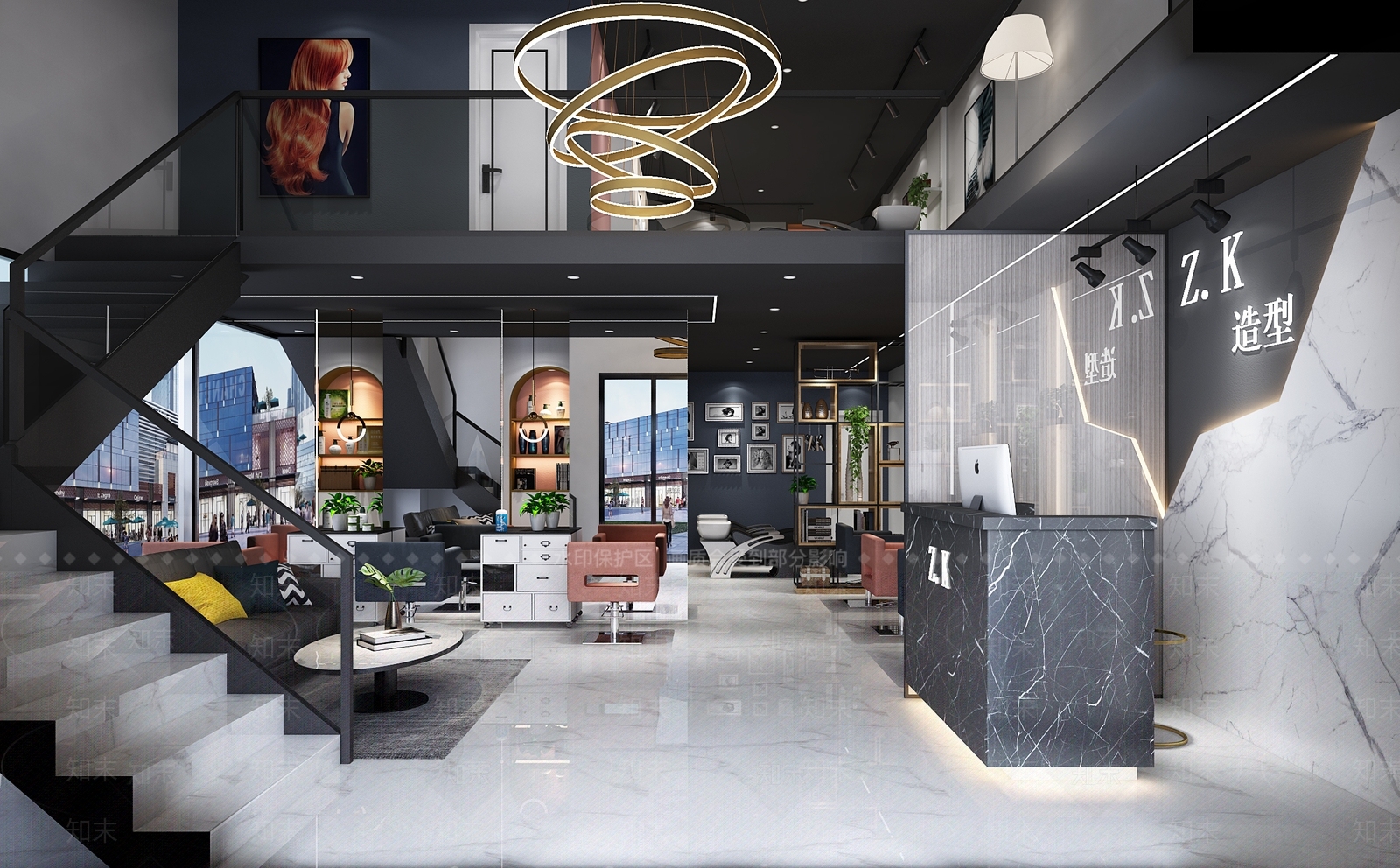 现代风格理发店3D模型下载【ID:378879407】