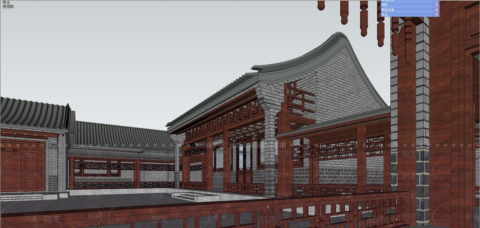 中式风格四合院SU模型下载【ID:278922377】