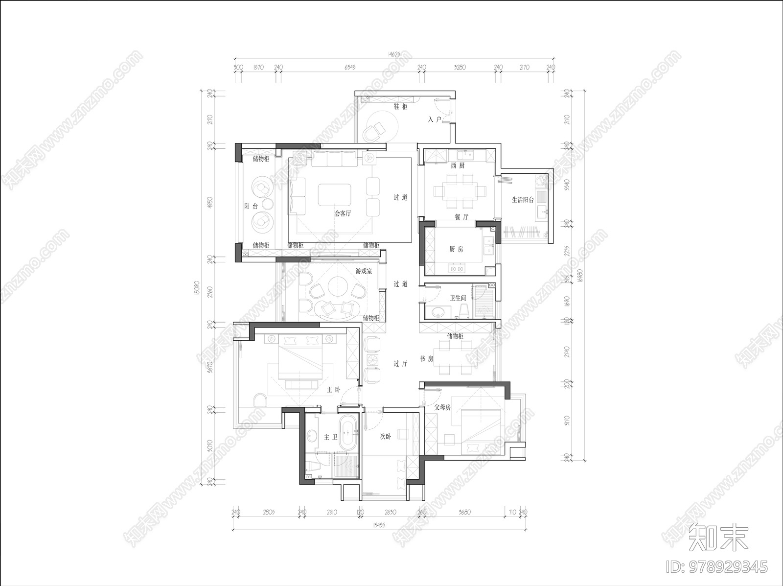 大平层客餐厅施工图cad施工图下载【ID:978929345】